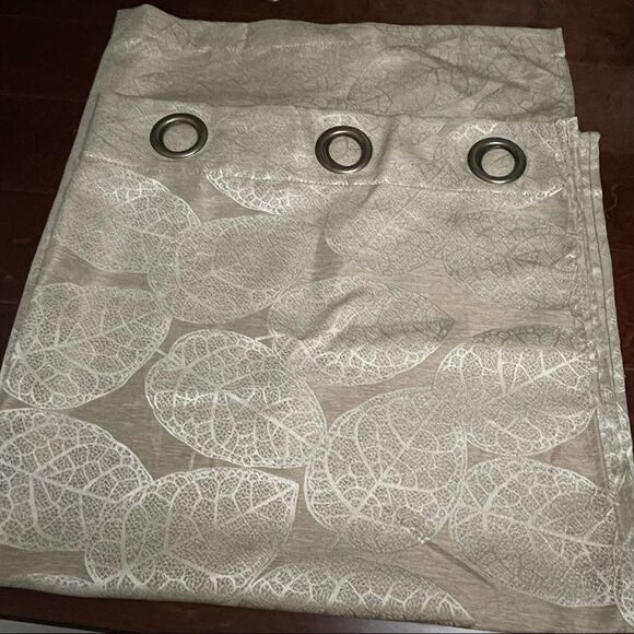 Beige And Cream Curtains Lace Leaf Pattern Design 2 Panels 84”x40” - Picture 12 of 13